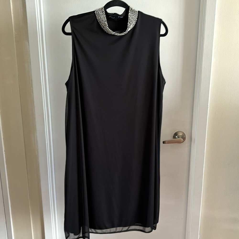 Double lined long dress tunic with standing collar